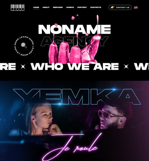Сайт компании No Name Agency  Дизайн